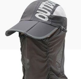 Running cap 3WAY with face cover sports cap gray ♪