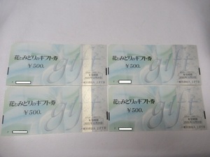 ◆ Flower and green gift certificate 500 yen x 4 pieces face value 2000 yen expiration date December 31, 31, unused