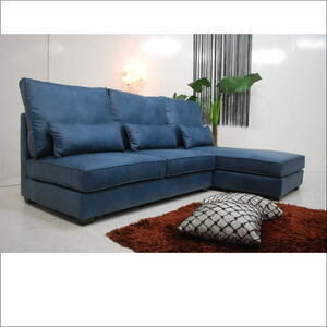 Fixed amount, free shipping, exhibition, outlet, unused, new material cross leather, blue, Nordic modern couch sofa set