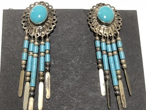 Indian Jewelry Turquoise STERLING SILVER 6.6g Design earrings