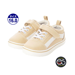 ★ New &amp; Popular ★ [ASK001-BEG-16.0cm] Kids Canvas Sneakers Children's Shoes Velcro Type Unisex Size: 16.0, 17.0, 18.0, 19.0