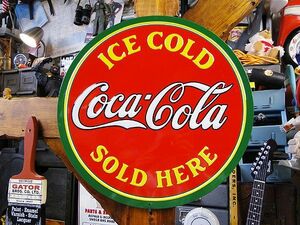 Coca -Cola Classic Logo Round Emboss Tin Sign American miscellaneous goods American miscellaneous goods Sign plate Interior wall decoration