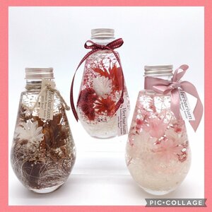 [P-12] New Herbarium Herbarium 3 pcs Set Feng Shui Lucky Red Pink Brown Dry Flower Handmade Gift