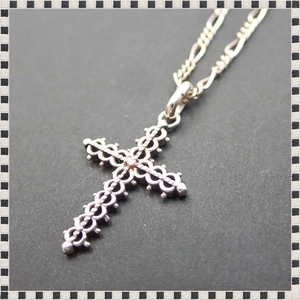 NOJESS Nojes SV925 Silver Necklace Cross Charm Diamond included 6.4g