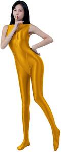 AMORESY whole body Tights Sleeve Body Suit Yoga Suit Sexy Cosplay Costume Gold