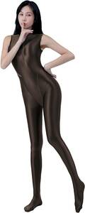 AMORESY whole body tights Sleeve body Suit Yoga Suit Sexy Cosplay Costume Coffee Brown