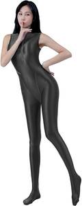 AMORESY whole body tights Sleeve Body Suit Yoga Suit Sexy Cosplay Costume Dark Gray