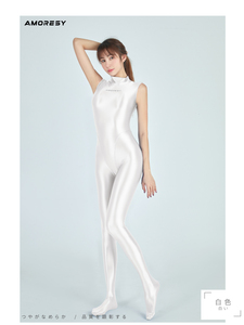 AMORESY whole body tights Sleeve Body Suit Yoga Suit Sexy Cosplay Costume White