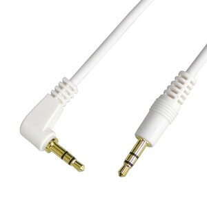 Audio cable L type-Straight type 3.5mm stereo mini plug 0.3m White C-081WH