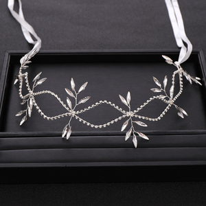 Silver Color Crystal Rhinestone Wedding Hair Accessory Ribbon Bridal Tiara Hair Accessories Gift Accessories