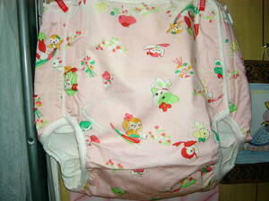 ⑤ Adult diaper cover Towa Baby pink retro sparrow is cute M size, but only the large waist is put in rubber/no front rubber