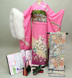 Kimono Kimono Full Set Pure Silk Classic Pattern 7 days Rental Small items 20 points (Rental] R86