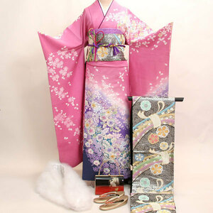 Kimono Kimono Full Set Silk Lame Lame Contains 20 points Captures 7 days Rental Co., Ltd. Yasudaya [Rental] R92