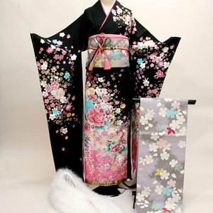 Kimono Silk Kimono Full Set Hundred Flowers Ryoran Rental for 7 days (Rental] R88