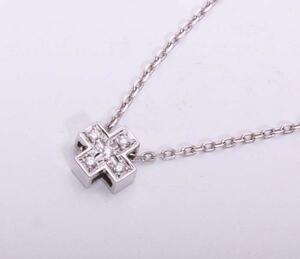《Pawn shop exhibition》 K18WG ★ Natural Diamond Cross Necklace ★ C-4044