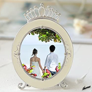 ◆ 6.5 × 6.5cm ◆ Silver Photo Frame Compact Crown Motif Rhinestone Received Luxury Accent Point Point Celebration Present