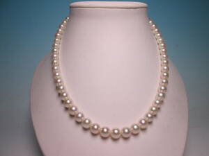 ☆ SILVER Pearl pearl 7,5mm Necklace 37,8G with both cases