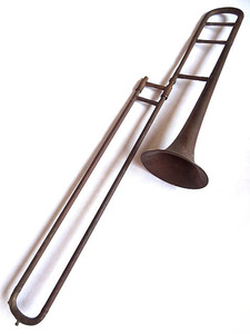 Antique vintage antique antique trombone musical instrument music shabby iron interior display wind instrument object musical instrument Rare rare rare rare rarity