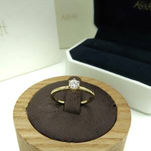 Unused AHKAH Archer Diamond Bridal Gold Ring Ring 0.2ct No. 8 PEME Lumierasoritere K18 LL73