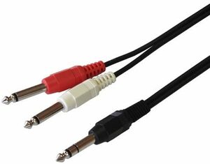 Audio cable 6.3mm stereo standard plug ⇔ 6.3mm monaural standard plug x 2 (red/white) 3.0m/c-105