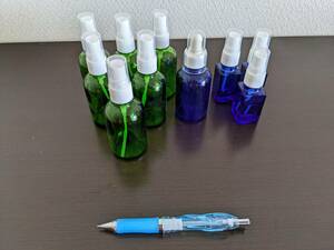 [New unused] Spray bottle 10 pieces Refilled bottle shading/empty container/fog (blue/green) 1 dropper type/use for disinfection/travel/perfume, etc.