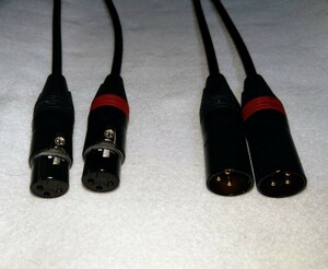 XLR pair cable 2m x 2 (red, black) Kanare L-4E6S NC3FXX-B, NC3MXX-B Gold plating XLR terminal