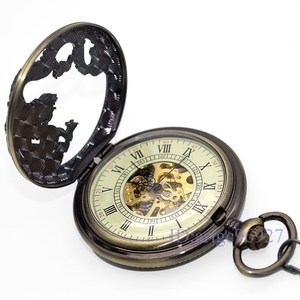 F302 ★ Pocket watch with dragon box Watch retro antique men unisex chain case watch mobile accessories