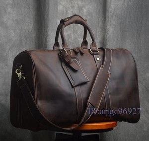B011★ Crazy Horse Cowhide Top Layer Travel Back Fashionable Retrovintage Business Commuter Large Capacity D8 Files Gym D8520D