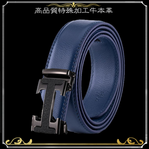 [Navy] [Black I] No belt holes Stepless Adjustment belt Golf belt popular auto -locked belt men's leather jeans business belt