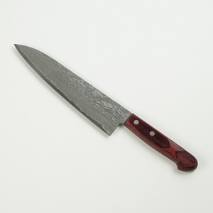 Beef sword double -edge 210mm powder high r2 -portion Pinted stainless steel damaskas pattern red piercing pattern