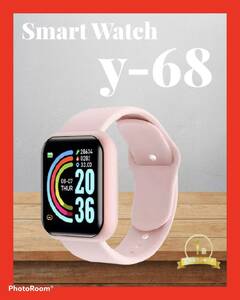 [Anonymous delivery] Y-68 pink peach smart watch fitness health