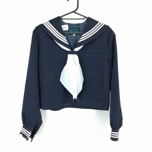 1 yen long sleeved scarf on the long sleeved white 3 main line of the women's school uniform