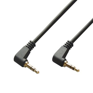 Audio cable L type 3.5mm stereo mini plug (male-male) 0.3m black C-082