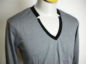 New ★ Hamnet HAMNETT Long -sleeved cut -and -sew No collar thin gray black gray men's male size L ★ 18305