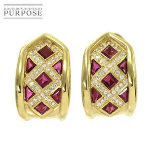 Ruby diamond K18 YG Earrings Yellow Gold 750 Earrings Clip on 90160166