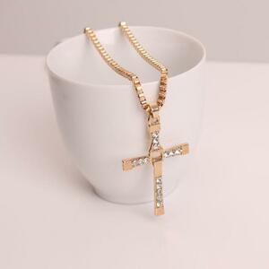 Necklace Gold Chain Cross Cross Simple Men's Rhinestone Glittering Beautiful Vintage Fashionable #C1069-4