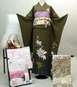 Kimono Kimono Full Set Pure Silk Classic Pattern All Contains 20 points, 7 days Rental Co., Ltd. (Rental] R157