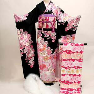 Kimono Kimono Full Set Pure Silk Hyakusan Ryoran Rental 20 points Rental for 7 days (Rental] R53