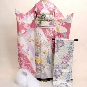 Kimono Kimono Full Set Pure Silk Hyakka Ryoran Rental of 20 points, 7 days rental (rental] R115