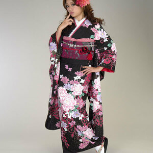 Kimono kimono full set accessories 7 days rental ash scenic ceremony Yasudaya R100