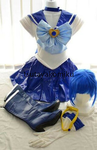 High quality new enamel sailor Mercury Leotard cosplay costume style shoes and wigs sold separately