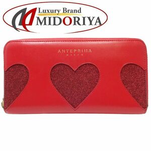 Anteprima Mist Anteprima Misto Long Wallet Round Fastener Heart Motif Leather Red /082200 [Used]