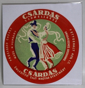 Vintage label Hungary cheese label CSARDAS