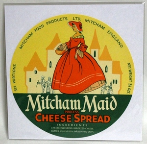 Vintage label British cheese label MITCHAM MAID
