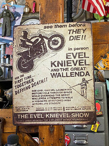 Tin signboard of the Eble Knyable stunt show (Great Walenda) ■ American miscellaneous goods
