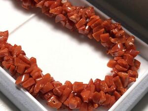 This red coral 47.5g 3 consecutive long twist necklace [Inspection/Sango/Coral/Coral]