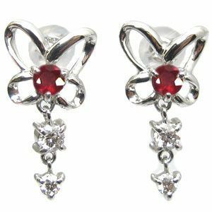 18K Ruby Earrings Butterfly Earrings