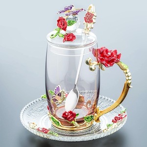 Color Enamel Glass Coffee Mag Tea Cup and Mug Heat Glass Home Office Dreamwear League League Gift 320ml Red