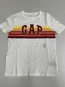 ■ GAP ■ New ■ 110 ■ Gap ■ T-shirt ■ White ■ Stripe ■ GAP logo ■ USA 2-1
