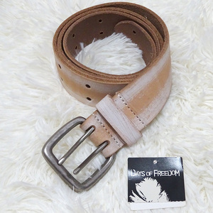 New DAYS OF FREEDOM Days of Freedom Leather Belt Genuine Leather Belt 2 Hole Beige Gender Unisex Vintage